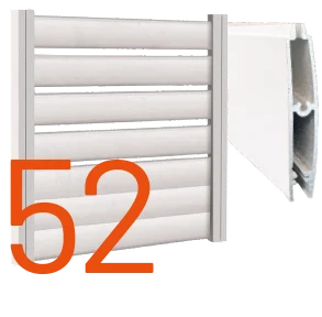 Sezione tecnica del profilo in alluminio estruso KIUSURA 52