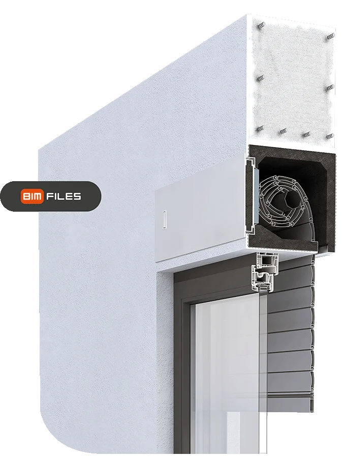 Sezione tecnica cassonetto Classik nell'isolamento a cappotto